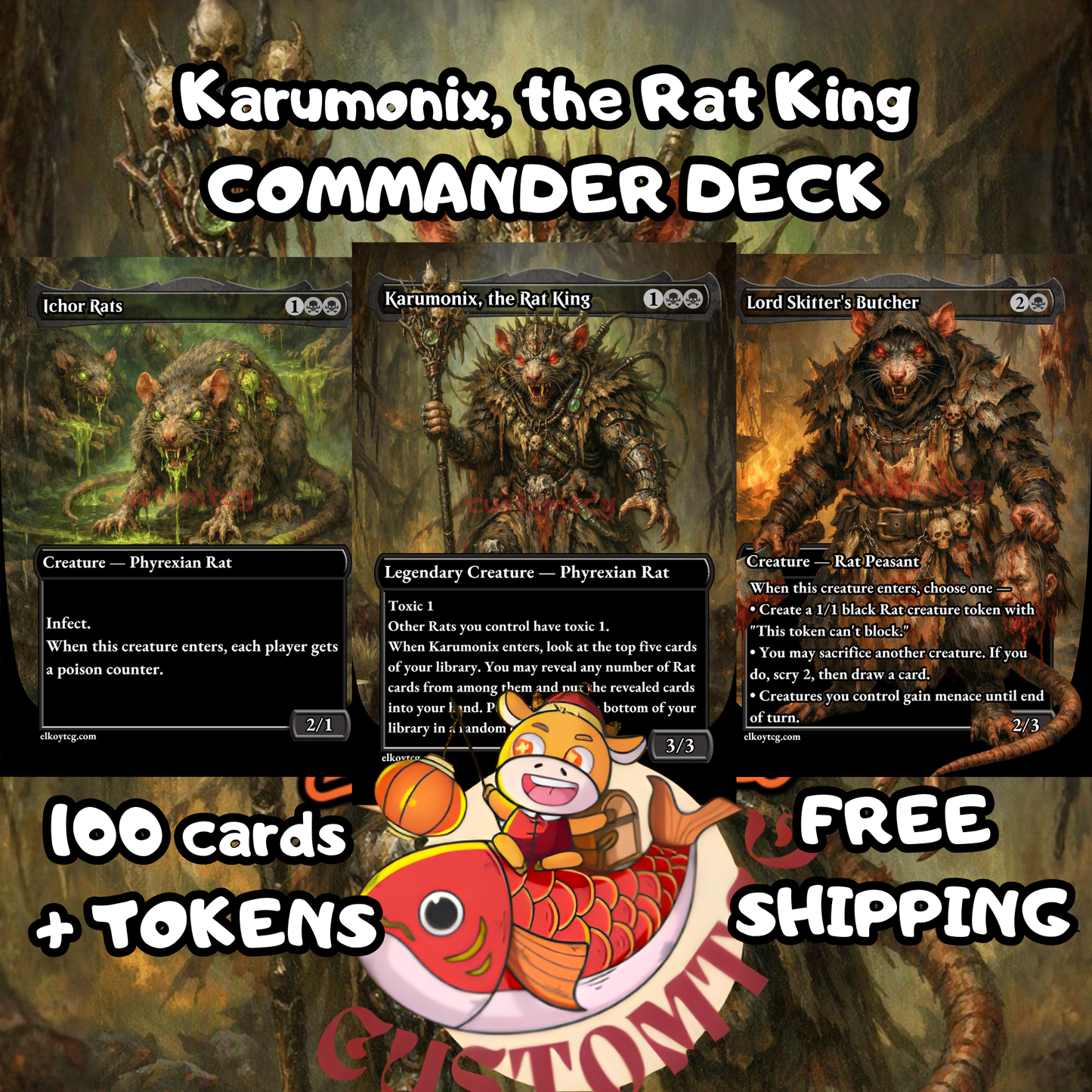 Karumonix, the Rat King — Mono-Black Rat Typal & Toxic Custom Deck