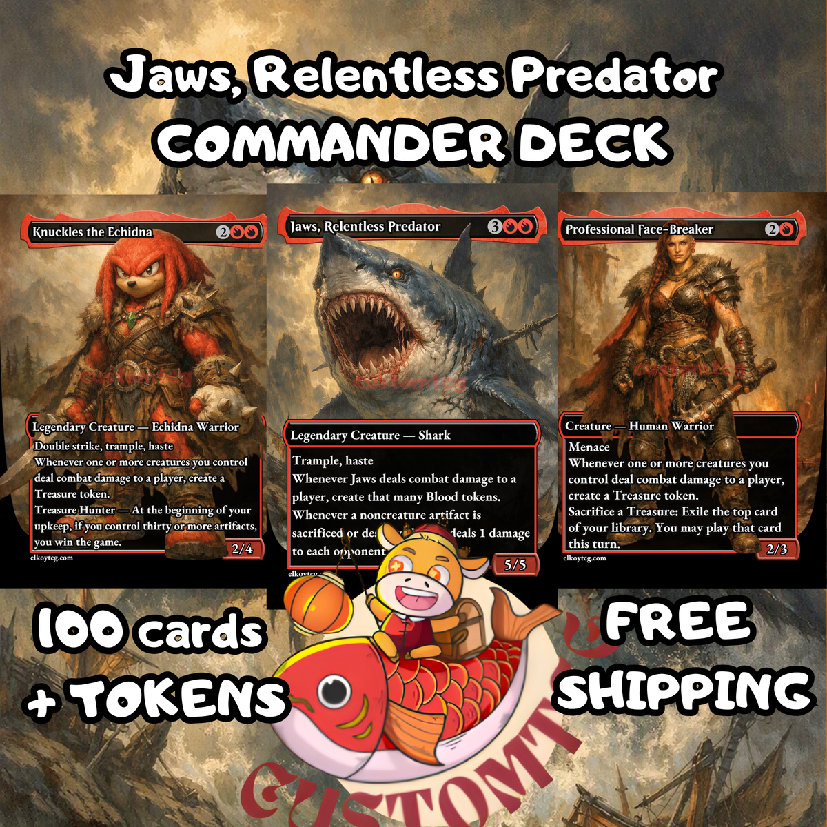Jaws, Relentless Predator — Mono-Red Treasure Aggro Custom Deck