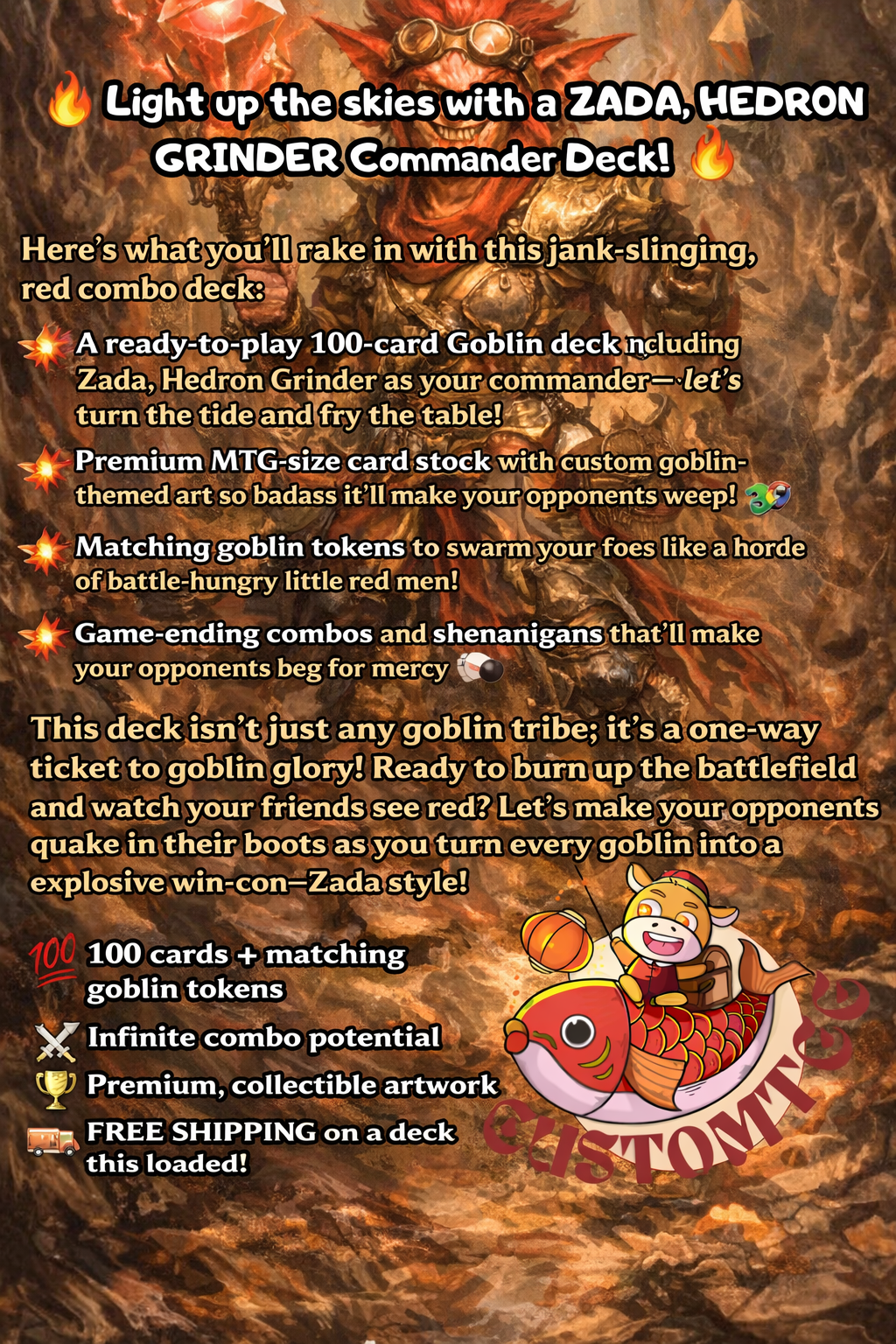 Zada, Hedron Grinder – Custom Goblin Deck (100 Cards + Tokens) 🔥