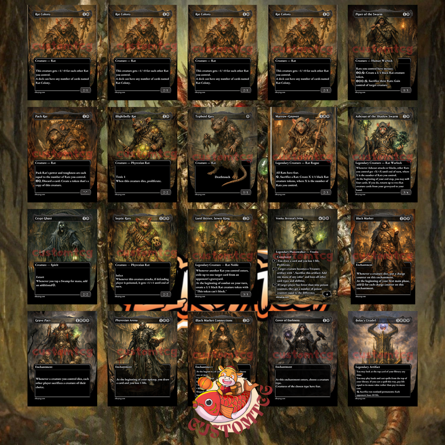 Karumonix, the Rat King — Mono-Black Rat Typal & Toxic Custom Deck