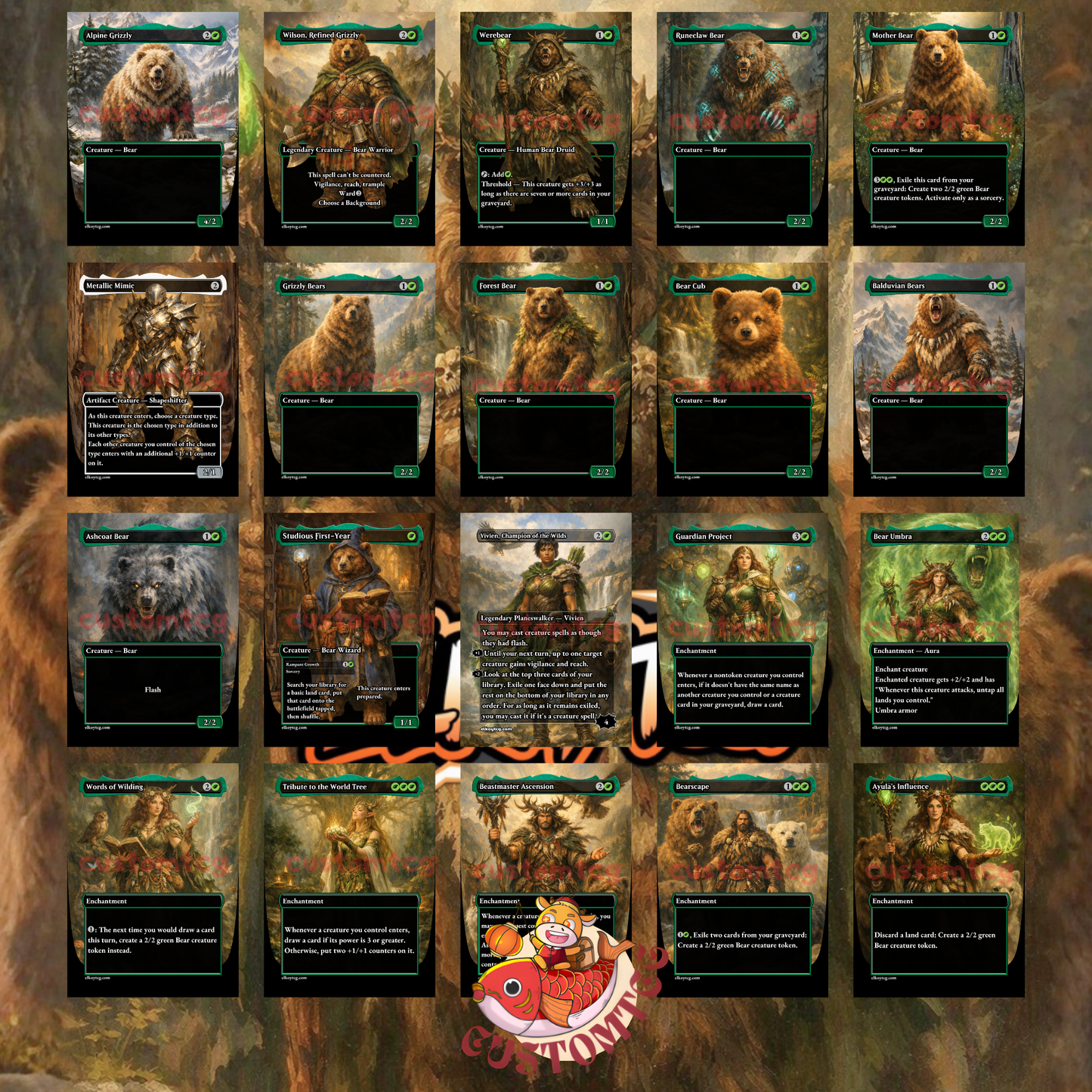 Ayula, Queen Among Bears — Mono-Green Bear Typal Custom Deck