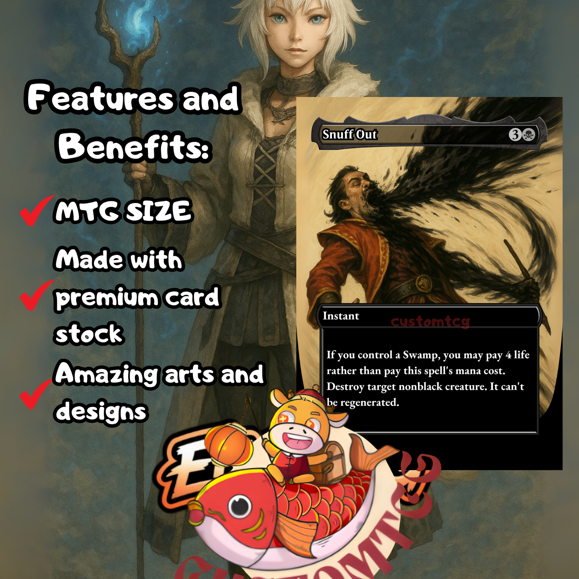 y'shtola mtg art card Y'shtola, Night's Blessed – Custom Deck✨ – ElkoyTCG